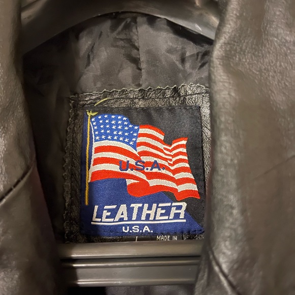 USA leather jacket, men’s L,  real leather, black and tan - Picture 9 of 11